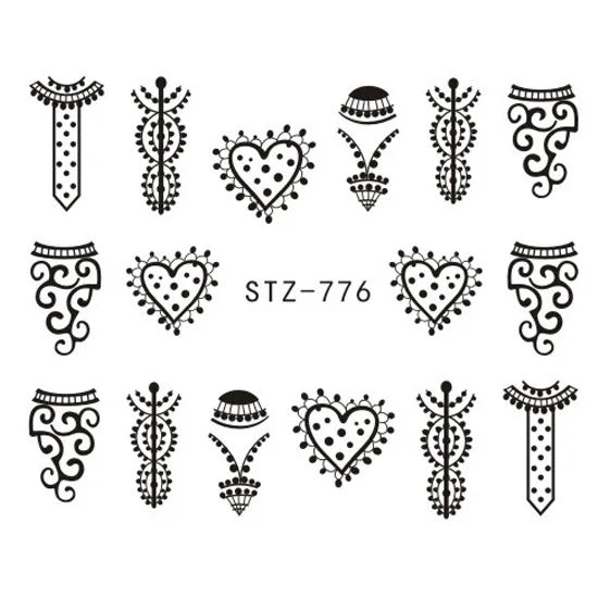 Nails Water Decals Abstract Pattern Nail Stickers Color Block Lines Leaf Flowers Sliders Manicures Foils Tips Black Art Uñas