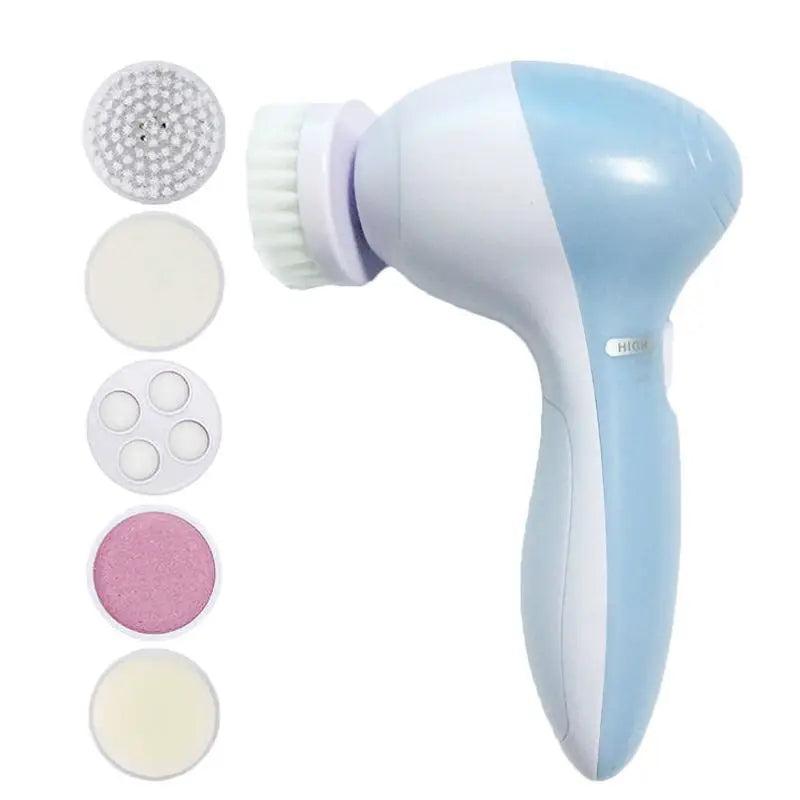 5-in-1 Electric Facial Cleansing Brush – Deep Clean, Massage & Blackhead Care