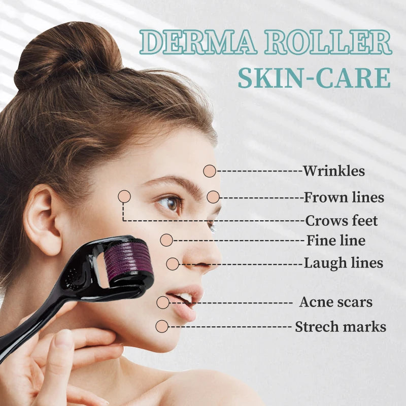 540 Titanium Derma Roller – Collagen Boost, Skin Renewal & Hair Regrowth (0.2–2.5mm)
