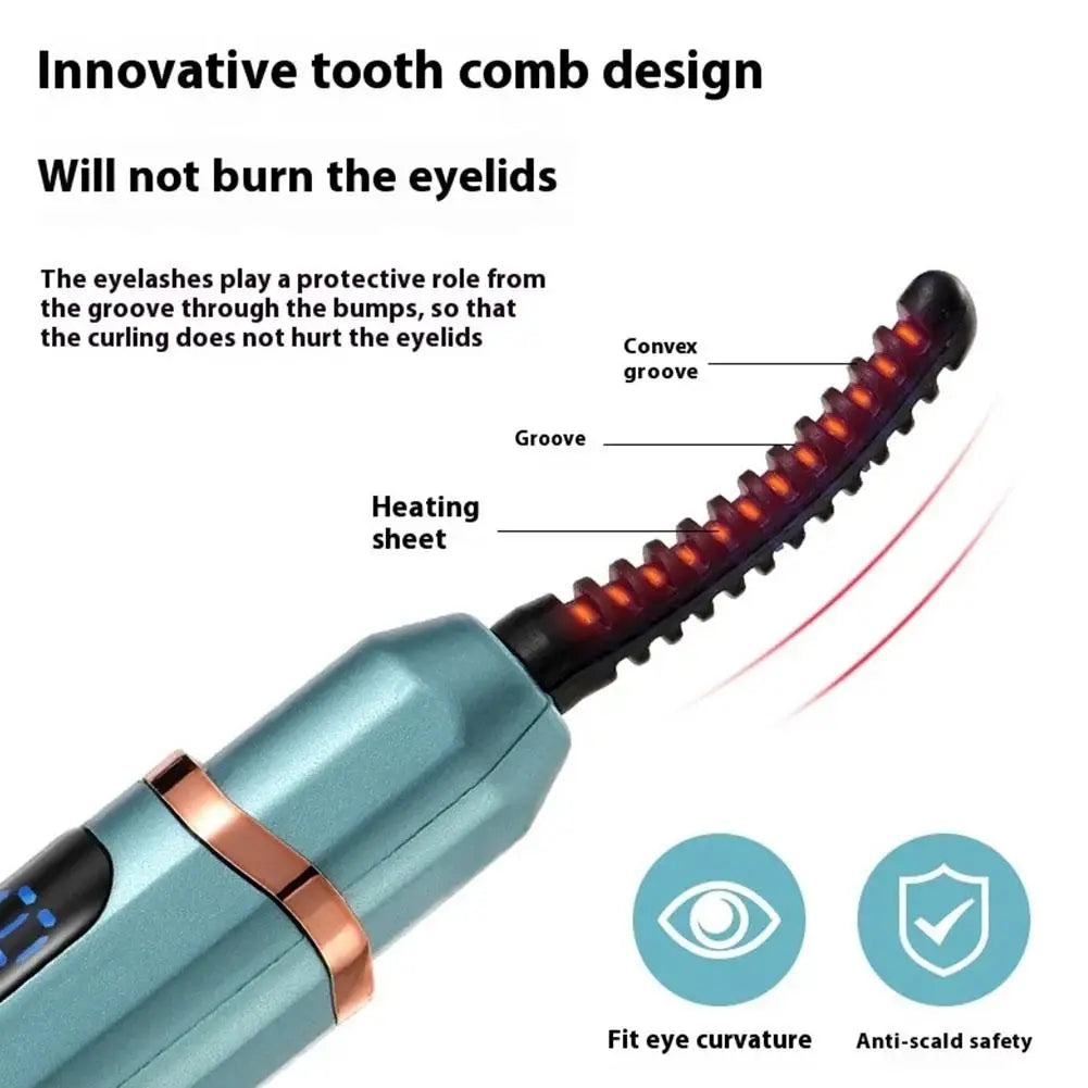 Electric Eyelash Curler Long-lasting Styling  3 Heat Settings & LED Light Type-C Charging Heated Eyelash Curler Makeup Tool