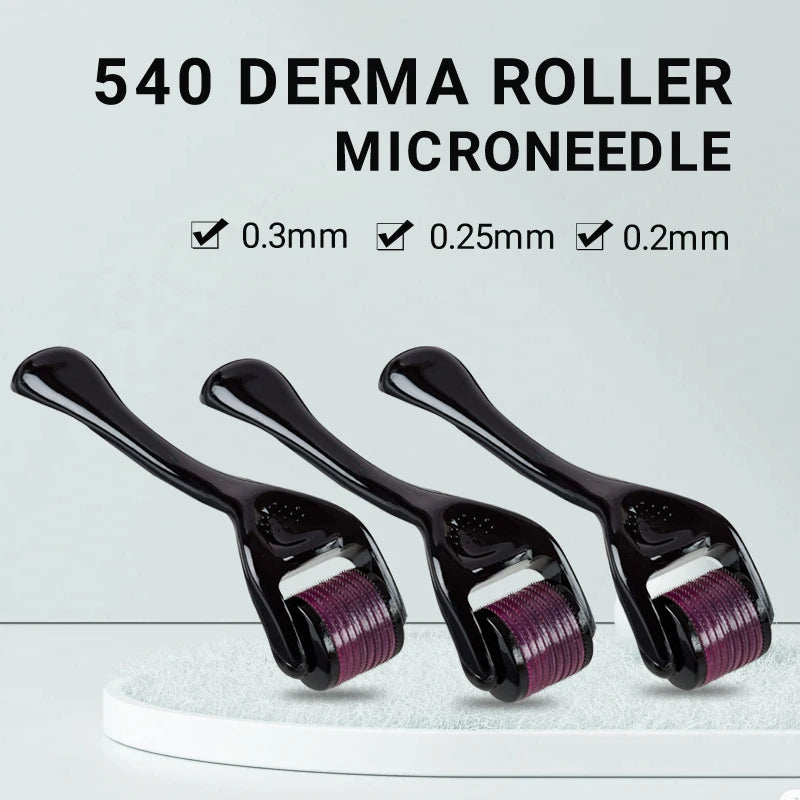 540 Titanium Derma Roller – Collagen Boost, Skin Renewal & Hair Regrowth (0.2–2.5mm)