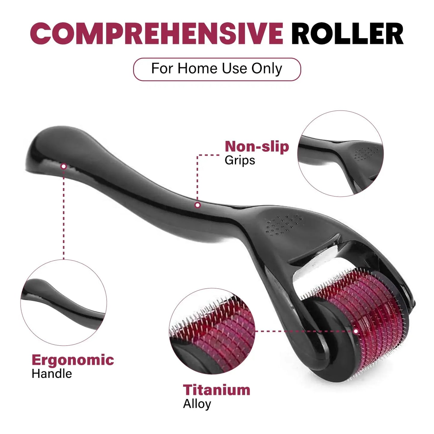 540 Titanium Derma Roller – Collagen Boost, Skin Renewal & Hair Regrowth (0.2–2.5mm)